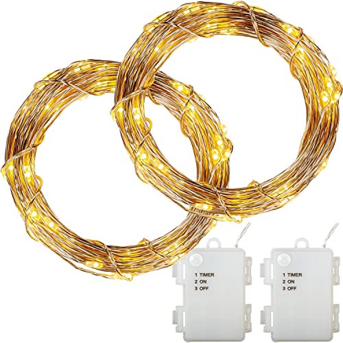 VOLTRONIC LED Lichterdraht, innen und außen, IP44, Batteriebetrieben, Größen- und Farbwahl, 2x 200 LEDs, warmweiß