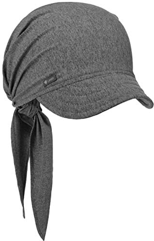 Lipodo Bandana Cap mit Schleifenbindung Damen - Sonnencap Handmade in Italy - Kopftuch mit Schirm - Visor One Size (54-60 cm) - Sommercap aus Baumwolle - Mütze Frühjahr/Sommer grau One Size