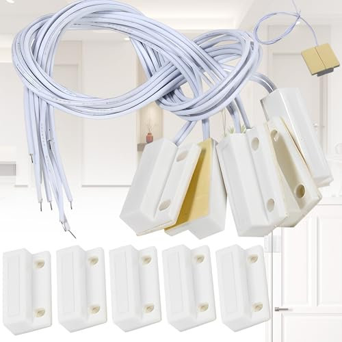 5 Sensori Interruttore Magnetico, Sensore Porta Finestra ABS, Allarme Porta Finestra, Interruttore Magnetico Sistema Allarme Sicurezza Domestica, Allarme Interruttore Contatto Porta Finestra Magnetico