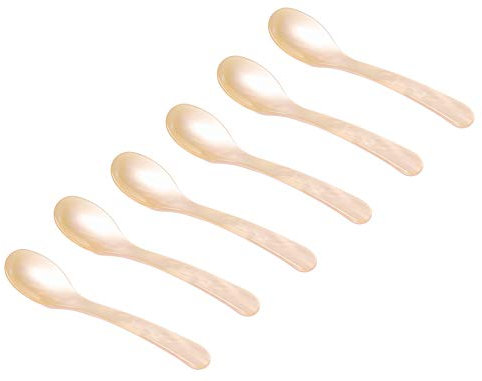 Heim Söhne 6er Set Acrylglas Löffel ca. 12,2 cm – Zauberhafte Eierlöffel in Perlmuttoptik für unvergessliche Momente beim Frühstück, Dessert & mehr – Handgefertigt in Deutschland (Vanille)