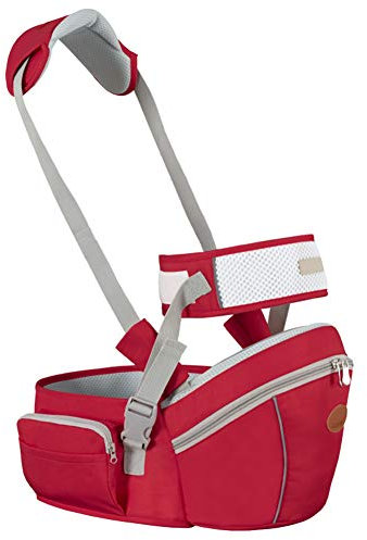 WONOOS Babytrage Hüftsitz, Baby Taillenhocker Sitzträger Mit Sicherheitsgurtschutz Hüftsitzträger Für Babys Zwischen 3 Und 36 Monaten,Rot