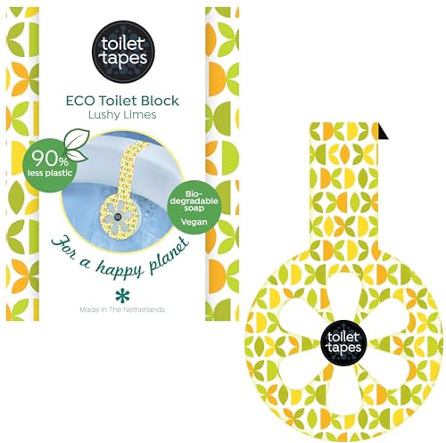 Toilet Tapes - Selbstklebender WC-Duftspüler mit 90% weniger Plastik - 220+ Spülungen - Organischer Toilettenduft - Eco Toilet Block - Lushy Limes, 1, Baumwolle