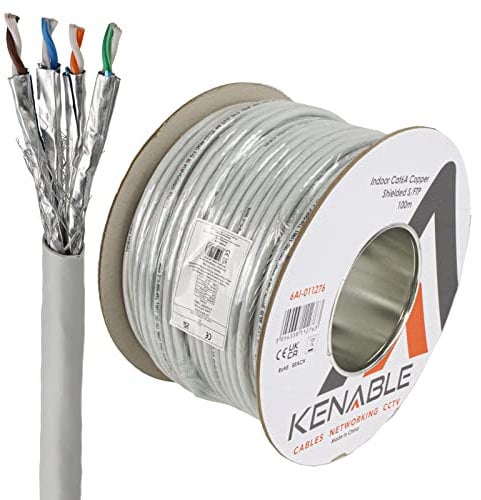 kenable Indoor CAT6A UTP 23AWG Full Solid OFC COPPER Ethernet S/FTP Network Cable Reel 100m Grey [100 metres]