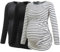 Smallshow Women's Umstandsmode Lange ärmel Umstandsshirt Maternity Tops 3er Pack,Black-Deep Grey-White Stripe,XL