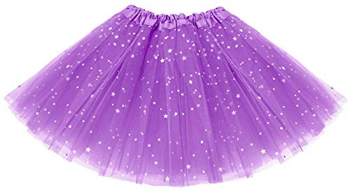 KEREDA Kinder Mädchen Tüllrock Pailletten Tütü Röcke Glitzer Bunt Ballettrock 2-7 Jahre,Hellviolett
