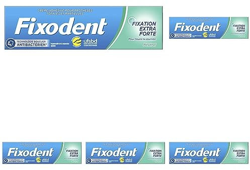 Fixodent Neutral Crème Adhésive Pour Prothèses Dentaires 47g (Lot de 5)
