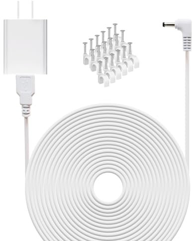 SEEHOM Adapter for Ring Stick Up Camera Charger Cord Plug in Power Supply Spotlight Cam Battery 2nd 3rd Gen Indoor 26FT Long Extension Cable Outdoor Weatherproof