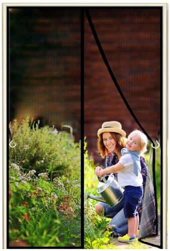 Zanzariera Porta Finestra, 255x255cm Zanzariera Magnetica in Vetroresina, Doppia Apertura Laterale Tenda Zanzariere Magnetiche per Porte Finestre Scorrevole Balcone, Nero 1995-Taglie