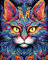 TISHIRON Malen nach Zahlen für Erwachsene DIY Fantasy Katzen Kunst Malerei Malen nach Zahlen Set für Kinder Anfänger Bunte Katze Ölgemälde Set für Heimdeko 40x50 cm