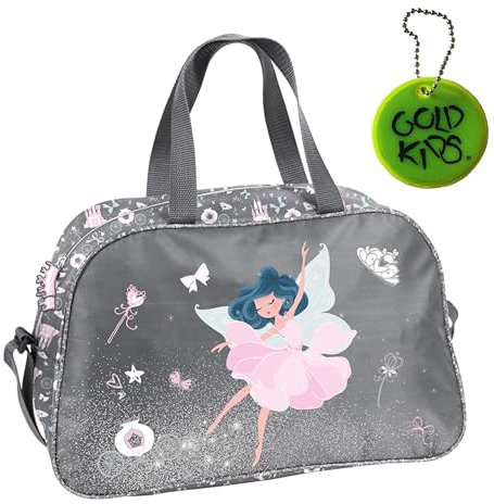 Goldkids - Sporttasche Kinder für Mädchen & Jungen - Umhängetasche mit Elfe Motiv - Schwimmtasche mit verstärktem Boden - Trainingstasche 40 cm x 25 cm x 15 cm