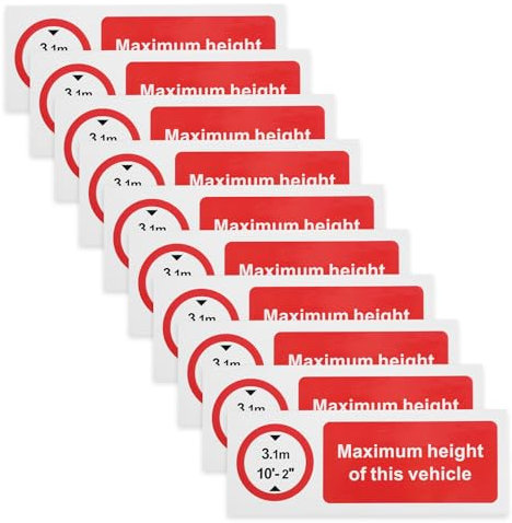 OTOTEC 10 Pièces Panneaux d'avertissement de Hauteur 198 X 75 Mm Autocollant Adhésif pour Identifier les Limites de Hauteur Maximale Accès des Véhicules Utilisés Dans les Parkings Viaducs