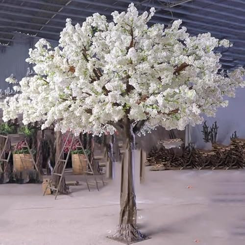 BEDOIN Faux cerisier artificiel en fleurs de cerisier - Style japonais - Décoration de fenêtre d'hôtel ou de bureau - Blanc - 1,2 x 1 m