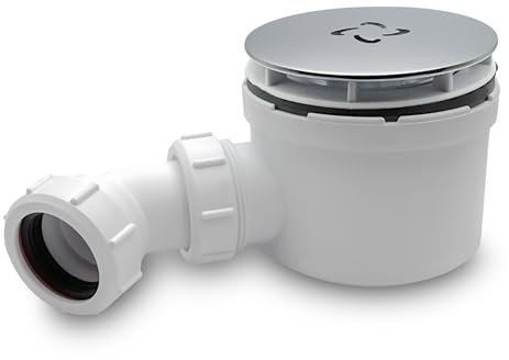 CranPlas Chrome Shower Trap | 90MM High-Flow Shower Waste Trap | Universal Fit, Leak-Tested, Easy Installation for DIY & Pro Use