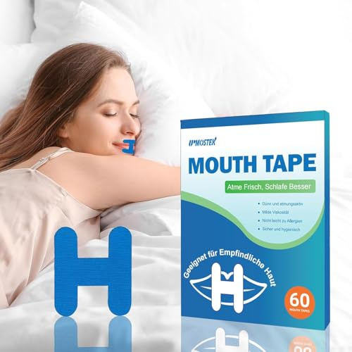 Mundband zum Schlafen, 60 Stück H-Shape Schlaf Mundband, Schnarchenhilfsmittel für Männer Frauen, hilft, das Schnarchen zu stoppen und entwickelt nasale Atemgewohnheiten (Indigo)