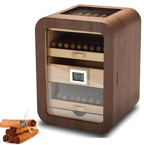 POADGBCN Intelligenter elektrischer Zigarrenhumidor mit elektronischem Befeuchter Schrank mit 110 Zigarren Fassungsvermögen Ablage aus Zedernholz Schubladenaufbewahrung(Humidors-2)
