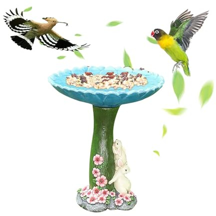Bain D'oiseaux Grenouille-conception De Bol Sur Pied En Résine, Caractéristique D'eau Décorative Pour Oiseaux, Fontaine De Statue D'animal Pour Oiseaux De Jardin | Patio Cour Cour Maison Aménagement P