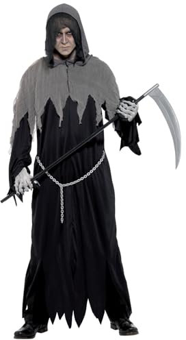 Smiffys Kostüm Sensenmann, mit Kapuzengewand und Kette Halloween