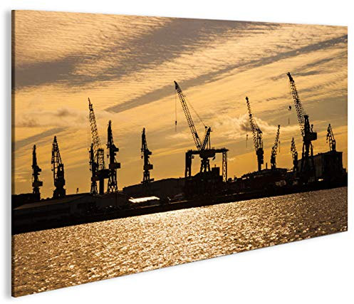 islandburner Bild Bilder auf Leinwand Hafencity V2 Hamburg Hafen 1p XXL Poster Leinwandbild Wandbild Dekoartikel Wohnzimmer Marke