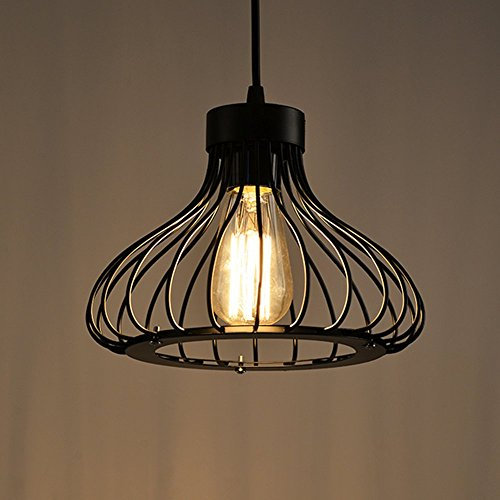 Chrasy E27 Retro Metall Pendelleuchte Beleuchtung Käfig Vintage Industrie Deckenlampe Antike Hängeleuchte Käfig Cage Deckenluechte E27 für Wohnzimmer Esszimmer