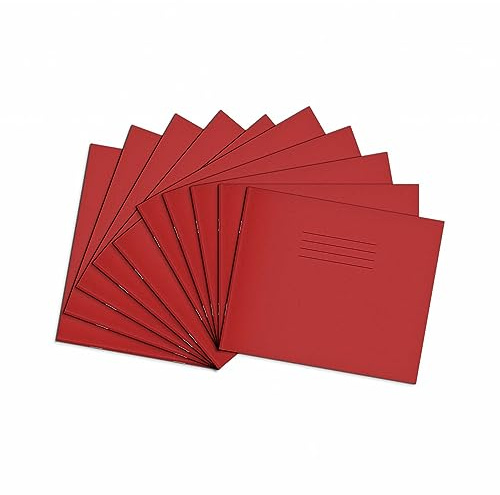 Rhino 6.5 x 8 Handwriting Practice Books, 32-Page / 6mm Feints Centred On 20mm Red Lines, 100-Pack, Office & School Stationery Supplies, Red
