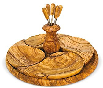 ARTE LEGNO SPELLO SRL Arte Madera Spello Srl aperitivos color Juego platos para aperitivos a gota (madera de olivo