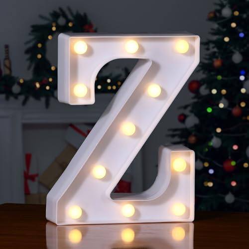 Foaky LED Letter Lights Sign 26 Alphabet Light Up Letters Sign for Night Light Wedding Birthday Party Battery Powered Christmas Lamp Home Bar Decoration (Z)