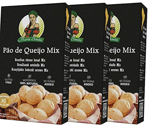 Pao de Queijo 3x400g Brazilian Cheese Bread Mix - Gluten Free - No additives - Fast and Easy to Bake - Ideal for grill