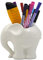MONMOB 3.9 Ceramic Elephant Pencil Holder/Pen Holder/Flower Pot/Succulent Planter (White)