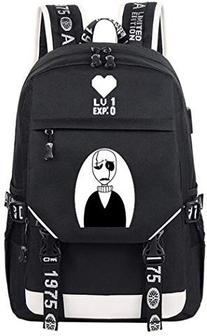 WANHONGYUE Undertale Spiel Cosplay Rucksack Schultasche Laptop Backpack mit USB-Ladeanschluss Schwarz / 23
