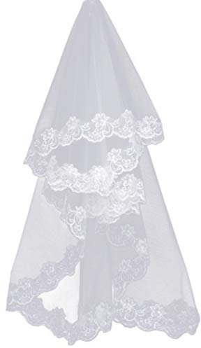 Amosfun brautschleier veil spitzenkante schleier 1 5 m elegante brautkleider zubeh?r für frauen dame