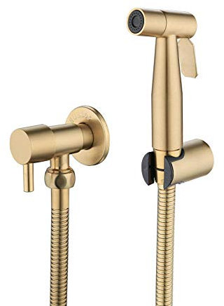 Bidet-WC-Armaturensatz aus Edelstahl-SUS304 Spritzpistole Bidet Sprayer Set gebürstet Gold Eckventil Spritzpistole