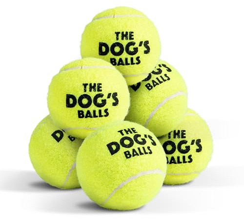 The Dog's Balls – Dog Tennis Balls, Yellow, Small, 6‑Pack - Non-Abrasive Felt Fetch Balls, Tough Rubber Core, Floats in Water