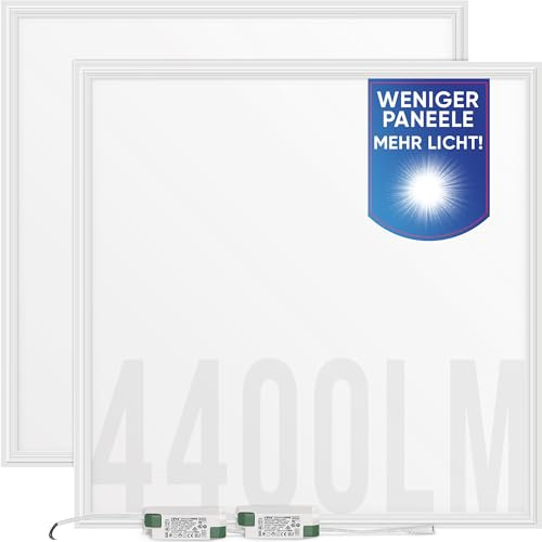 LECOM 2x LED Panel 62x62 Neutralweiß 4000K 4400lm Rasterdecke Flach 0,9cm | Ultra dünnes LED Panel. Extra hell, perfekt für Einzelhandel, Schulen, Universitäten, Friseur. Odenwalddecke geeignet.