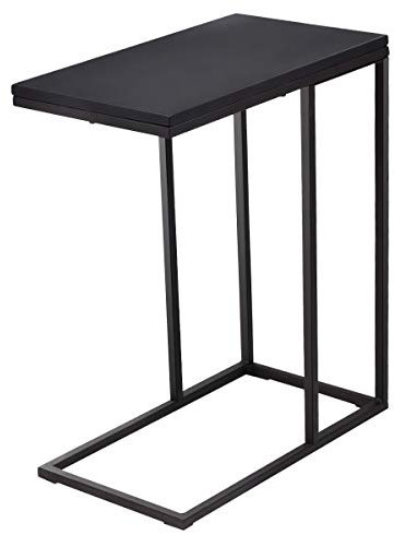 GIANTEX Beistelltisch C Form, Kaffeetisch Couchtisch Sofatisch rechteckig Holz mit Metallgestell, Telefontisch Laptoptisch Nachttisch für Wohnzimmer und Schlafzimmer, schwarz