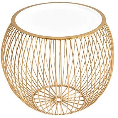 Riess Ambiente Eleganter Couchtisch Storage 41cm Gold weiß Aufbewahrungskorb mit Tablett Wohnzimmertisch Tisch