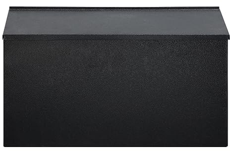 Dalmbox Wall-Mount Mailbox Large Mailbox for Post Rust-Proof Galvanized Steel Box for Outside or Townhouse Horizontal Style, Black, 15.7” x 4.3” x 9.4”