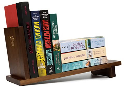 S&A WOODCRAFT Bibliothèque de bureau en bois d'acacia avec serre-livres en bois d'acacia, étagère de rangement avec serre-livres, étagère de rangement pour bureau, décoration d'intérieur, comptoir de