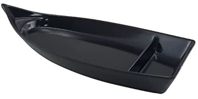 euroshoppingonline Piatto barca da sushi in melamina nero vassoio da portata barchetta con divisorio 39x18 cm