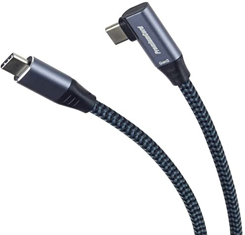 PremiumCord Câble de Connexion USB-C 3.2 Gen 2x2 avec Bouche Courbe, Câble de Données SuperSpeed Jusqu'à 20 Gbit/s, Câble de Charge Jusqu'à 5A, USB 3.2 Génération 2x2, Noir, Longueur 0,5 m