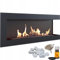 KRATKI Delta 1200 Bio Ethanol Eckkamin links + Trichter + Kieselsteine + Aromatherapie-Set | Wand- oder Nischeneinbau l Verglasung, Biocontainer 1,4 l, TÜV | Stahl, 48 x 120 cm, Schwarz