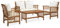 Gecheer 4-TLG. Garten Lounge Set, mit Gartenstuhl, Gartenbank,Couchtisch, Gartenmöbel Set Terrassenmöbel Sofagarnitur Gartengarnitur Balkonmöbel Sitzgruppe Gartensofa Massivholz Akazie