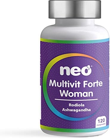 NEO - Multivitamínico - 120 Comprimidos - Para 2 Meses - Rodiola, Ashwagandha, Vitaminas y Minerales - Ayuda para la Relajación - Multivit Forte Woman