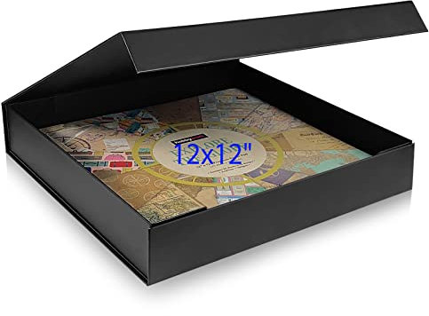 12x12 Scrapbook Storage Box for Scrapbooks, Papers and Supplies, Odor Free, Solid Black, 1 PCS 1 Pack
