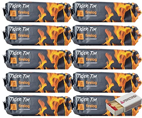 Perfectonish 60 X Smokeless Instant Lighting Fire Log 1.1kg Fuel for Open Fire Stove Burns 2-3 Hours with Safety Match Box