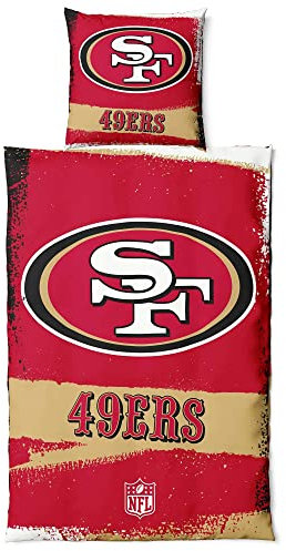 San Francisco 49ers NFL Bettwäsche Set ** Raw ** Baumwolle, Reißverschluss, 135x200 cm Bettdeckenbezug und 80x80 cm Kissenbezug