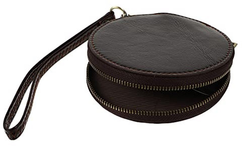 GALPADA Mini Porte-Monnaie Rond Cuir Vintage Pochette à Monnaie avec Cordon Et Fermeture Éclair Petit Sac pour Cartes Et Liquide