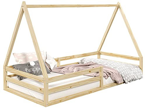 IDIMEX Lit cabane SILA 90x190 cm, lit Simple Enfant 1 Place Type Montessori, en pin Massif Finition Naturelle