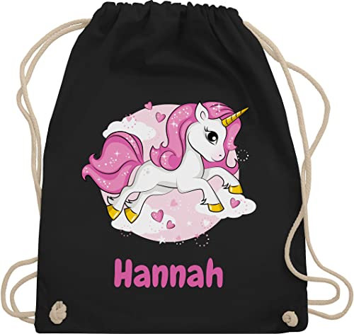Turnbeutel Rucksack - Einhorn Name I Unicorn I Einhörner - Unisize - Schwarz - einhornrucksack unicorns beutel kinderturnbeutel einhörnern stoffbeutel turnsackerl kindergarten kinder