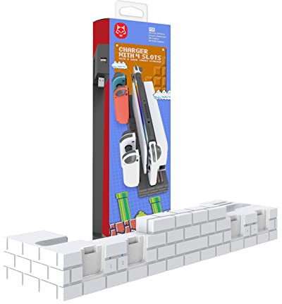 Hesupy Switch Controller Stazione di ricarica per Nintendo Switch e OLED Joycon, 4 controller di ricarica, 8 schede di gioco, bianco
