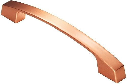 Fingertip Bridge Cabinet Pull Handle 160mm Hole Centres, Satin Copper